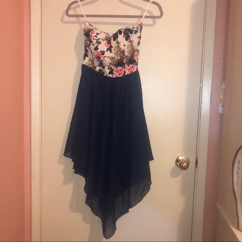 Fashion Maga. Flower Print and Navy Bottom Dress